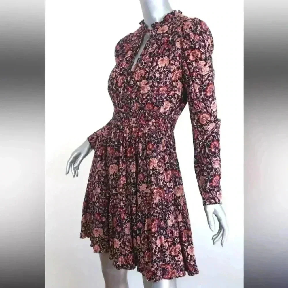 NWOT Ulla Johnson Navy Blue Liv Knee Length Dress in Midnight Floral Size 2 - Picture 9 of 16